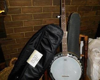 Oscar Schmidt 5-String Banjo with Case and 2 Books