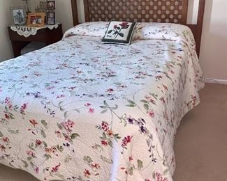 Queen bed w/matching ladies dresser w/mirror and matching tall boy dresser— mattress is not for sale 