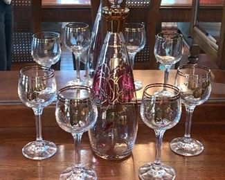 Wine decanter and wine glasses