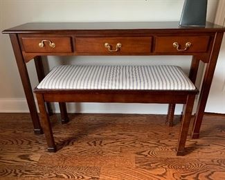 Entryway table and bench with lift up seat for storage 