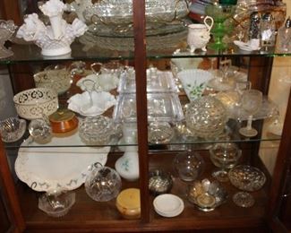 Glassware in curio cabinet