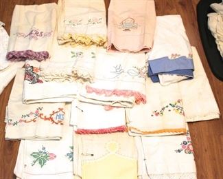 Over 25 pair of embroidered pillowcases