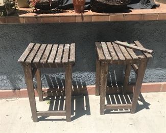 Wood outdoor stools