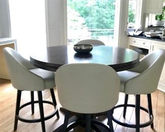 Breakfast Table and 4 White Swivel Chairs
