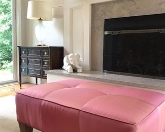 Precious Pink Satin Cocktails Ottoman