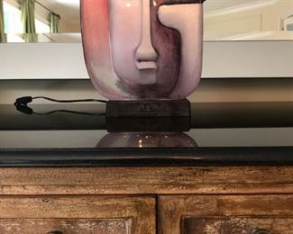 Glass Picasso Style Sculpture Sits on Stand to Backight Title IDEO Ltd Edition 15 of 49 by Mats Jonasson