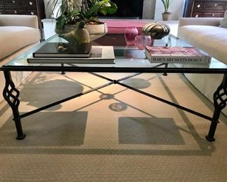 Forged Iron and Glass Cocktail Table 4 ft x 4ft