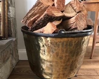 Large Brass Bucket for Firewood or