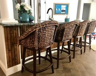 Set of Four Countr Seats in Woven Rattan