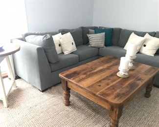 Petite Size Sectional Sofa and Pine Table 