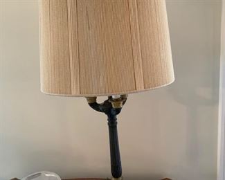 2. Pair of Bronze Column Triple Bulb Lamp (33'')