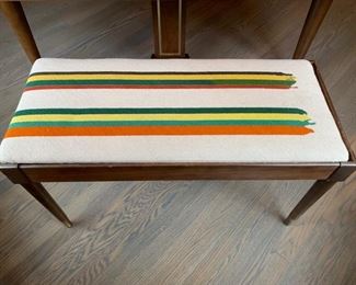 4. George Steck Mahogany Mini Baby Grand Piano (# 191290) w/ Custom Needlepoint Upholstered Bench