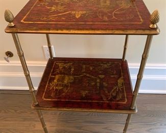 5. Pair of Handpainted Asian Side Tables w/ Brass Detail (21'' x 16'' x 31'')