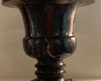 7. Pair of Black Marble Carved Urns (9'' x 10'')
