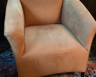 24. Pair of Cognac Ultrasuede Armchairs (28'' x 30'' x 31'')