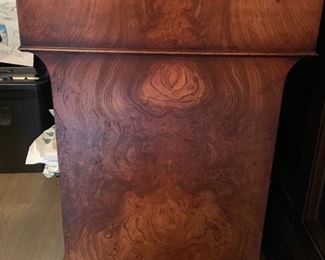 35. 1 Drawer 2 Shelf Computer Desk w/ Burl Wood & Glass Top (26'' x 23'' x 33'')