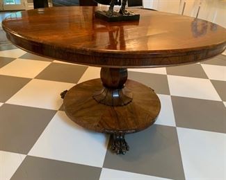 42. Ball & Claw Foot Mahogany Table on Casters from London