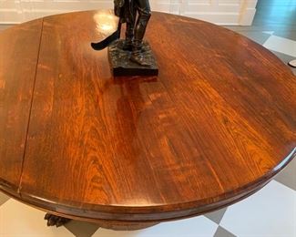42. Ball & Claw Foot Mahogany Table on Casters from London
