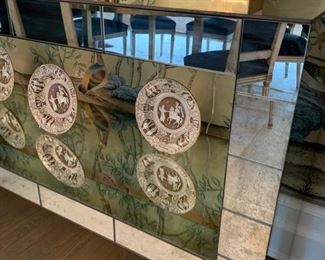 45. Antique 2 Tier Mirrored Console Table (91'' x 21'' x 37'')