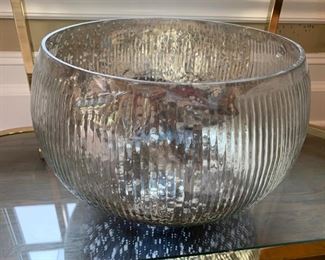 50. Ribbed Blown Glass Bowl (17'' x 12'')