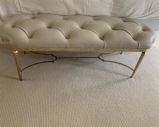 83. Stanley Furniture Leather Tufted Bench w/ Metal Base (54'' x 18'' x 19'')