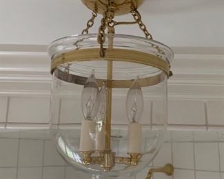 102. 3 Light Brass & Glass Globe Chandelier (16'')