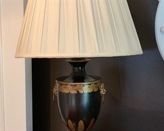97. Pair of Black Metal Urn Lamps (27'')