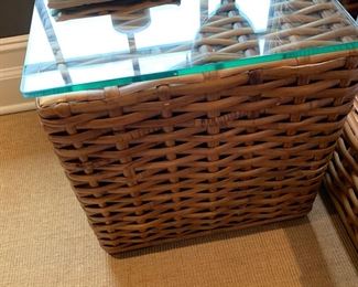 100. Pair of Woven Rattan Side Table (19'' x 19'' x 20'')