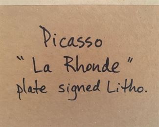 115. "La Rhonde" Picasso Lithograph (17'' x 18'')