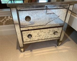 122. Antique Mirror 2 Drawer Side Table (28'' x 18'' x 29'')
