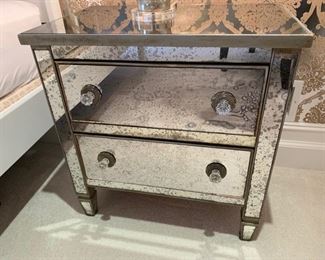 122. Antique Mirror 2 Drawer Side Table (28'' x 18'' x 29'')
