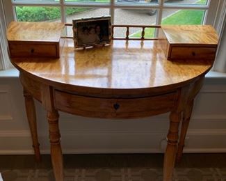 129. Beidermeyer Demilune 3 Drawer Antique Secretary (35'' x 19'' x 33'')