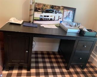 139. 2 Drawer 1 Door Black Desk (62'' x 26'' x 29'')