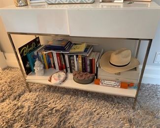 153. White Lacquer 2 Drawer Desk (48'' x 24'' x 30'')