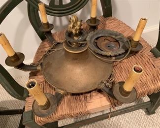 169. Antique Brass 6 Light Chandelier (20'')