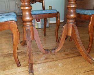 antique dining table base detail