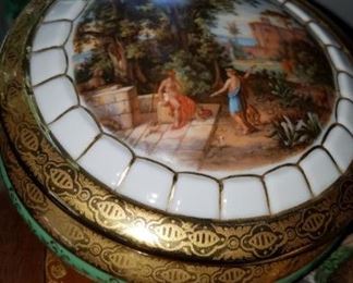 antique painted ceramic container