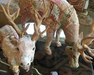 Pair of fabric covered deer.  Very unique.