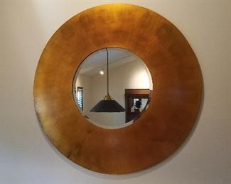 Contemporary round mirror with gold gilding