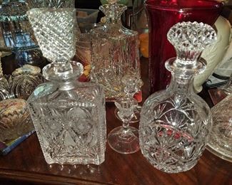 Great selection of glass decanters