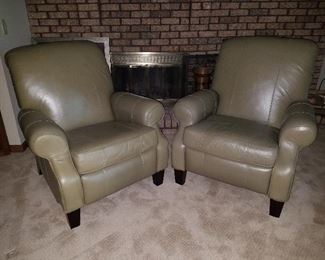 Lazy Boy leather arm chairs, pair