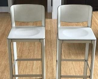  Matteo Grassi vintage white leather designer stools, set of four
