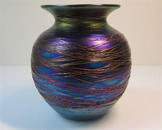 Saul Alcaraz signed blown glass vase