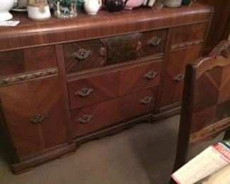 1920s Bassett Dining Room Set - Buffet, China Cabinet, Table with 6 Chairs