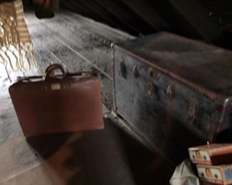 Leather Valise and Large Trunk (early 1900s)