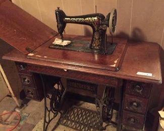 Antique Singer Sewing Machine with Foot Pump