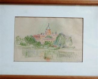 M-70: Pastel City Scene. Initialed lower right. $650.00.