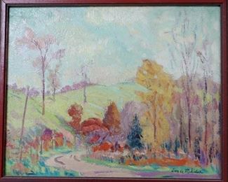 M-75: "Country Road". Oil on Panel. Signed lower right. $750.00.