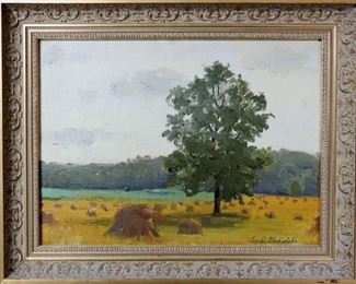 M-79: "Harvest," Oregon, Illinois, 1908. Oil on Canvas Board. Signed lower right. $900.00.