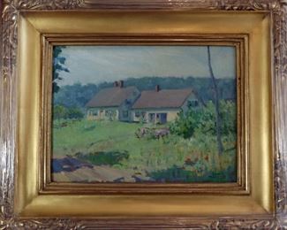 M-23: "New England Houses" Lower Waterford, Vermont, 1917. Oil on Board. Signed lower left. $950.00.